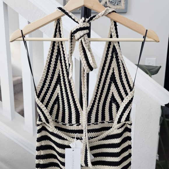 Lucy Paris halter crochet striped dress Size Large NWT - Picture 8 of 11